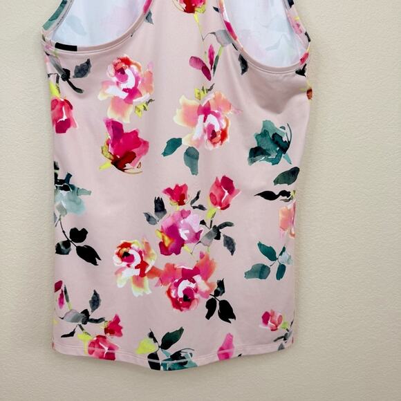 ATHLETA Shanti Womens Sz M Tank Top Pink Floral Racerback Athleisure Yoga - Picture 10 of 14